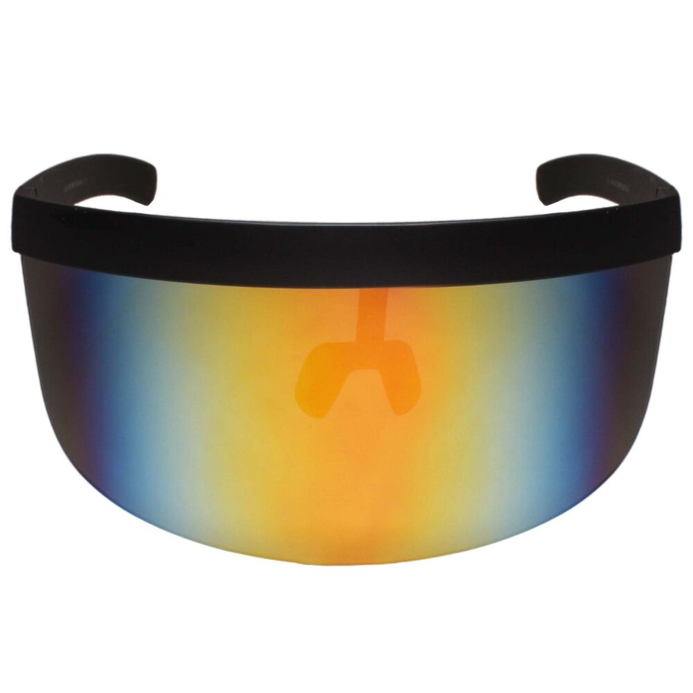 Futuristic Exaggerated Oversized Mono Mirrored Lens Visor Shield Sunglasses